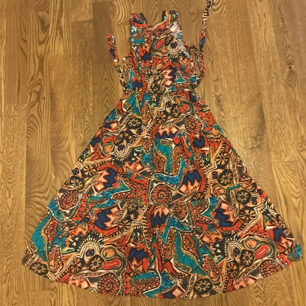 Abstract Boho Halterneck Maxi Dress - Picture 3 of 4